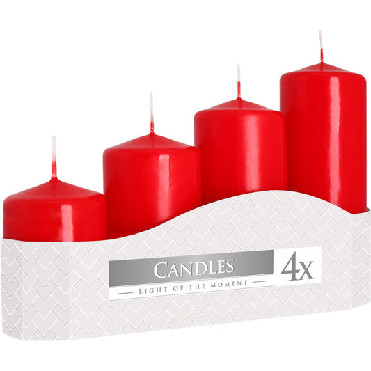 Set of Pillar Candles 50mm (11/16/22/33H) (4 pieces) - Red